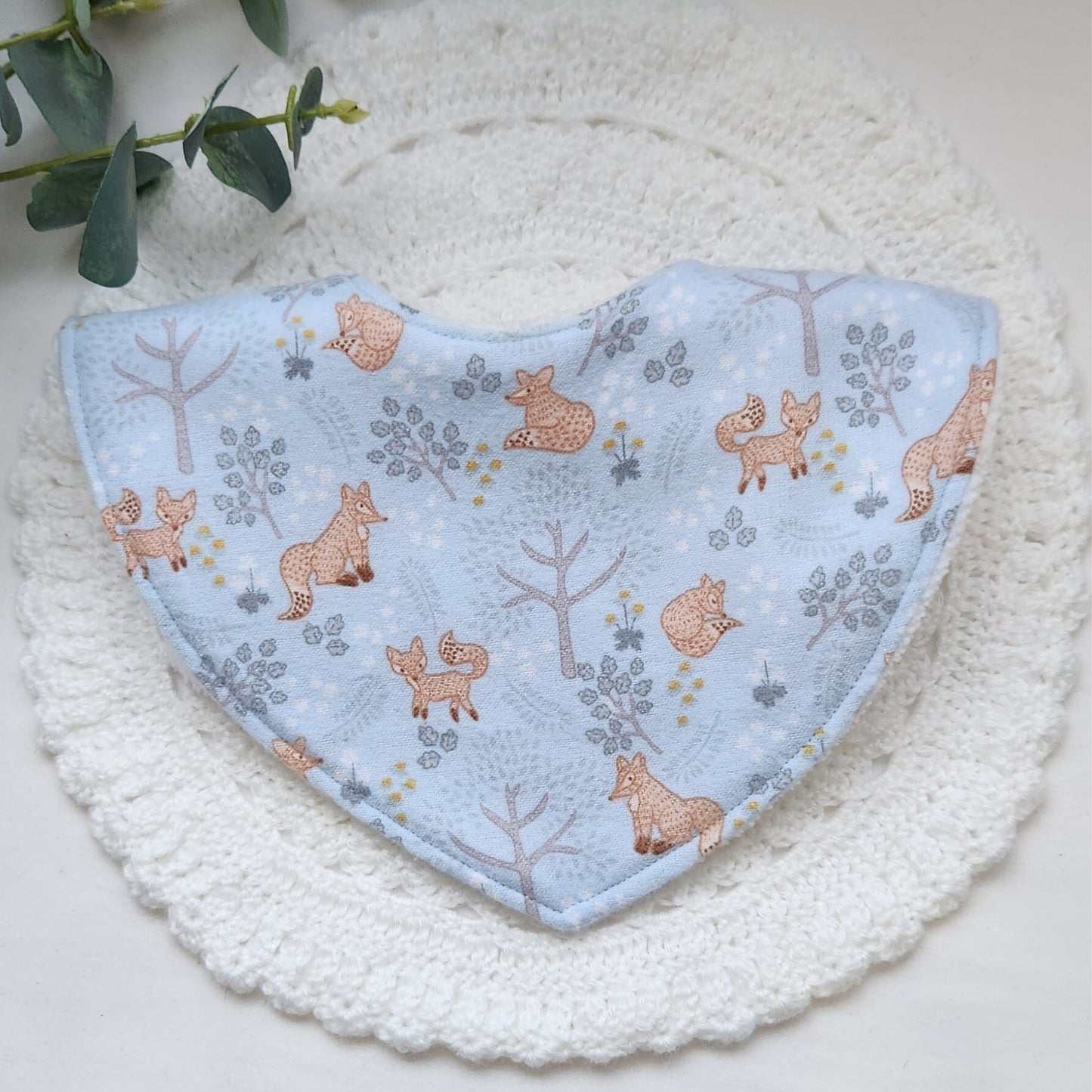 hayley james handmade bandana baby bib blue fox