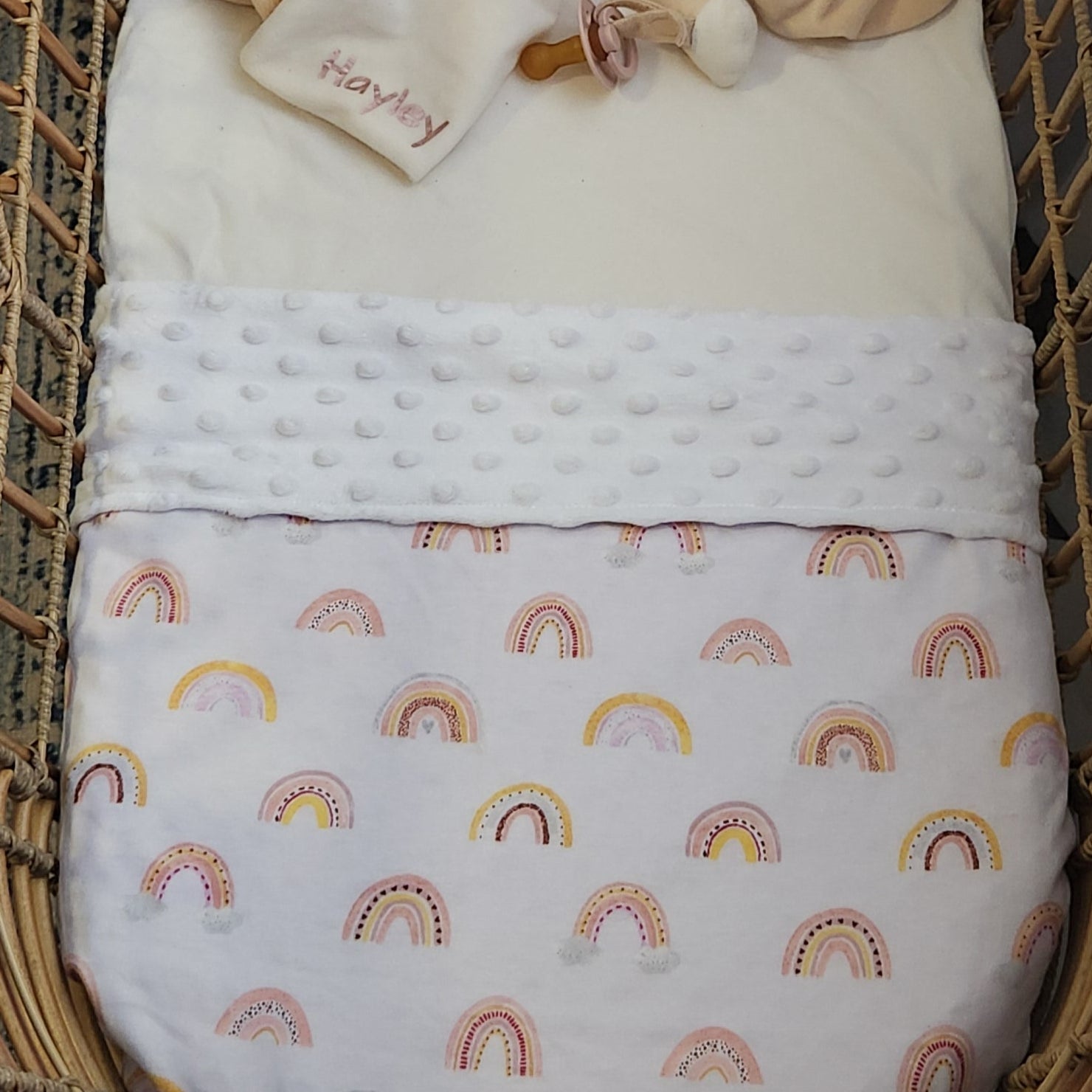 lavender rainbow handmade minky blanket