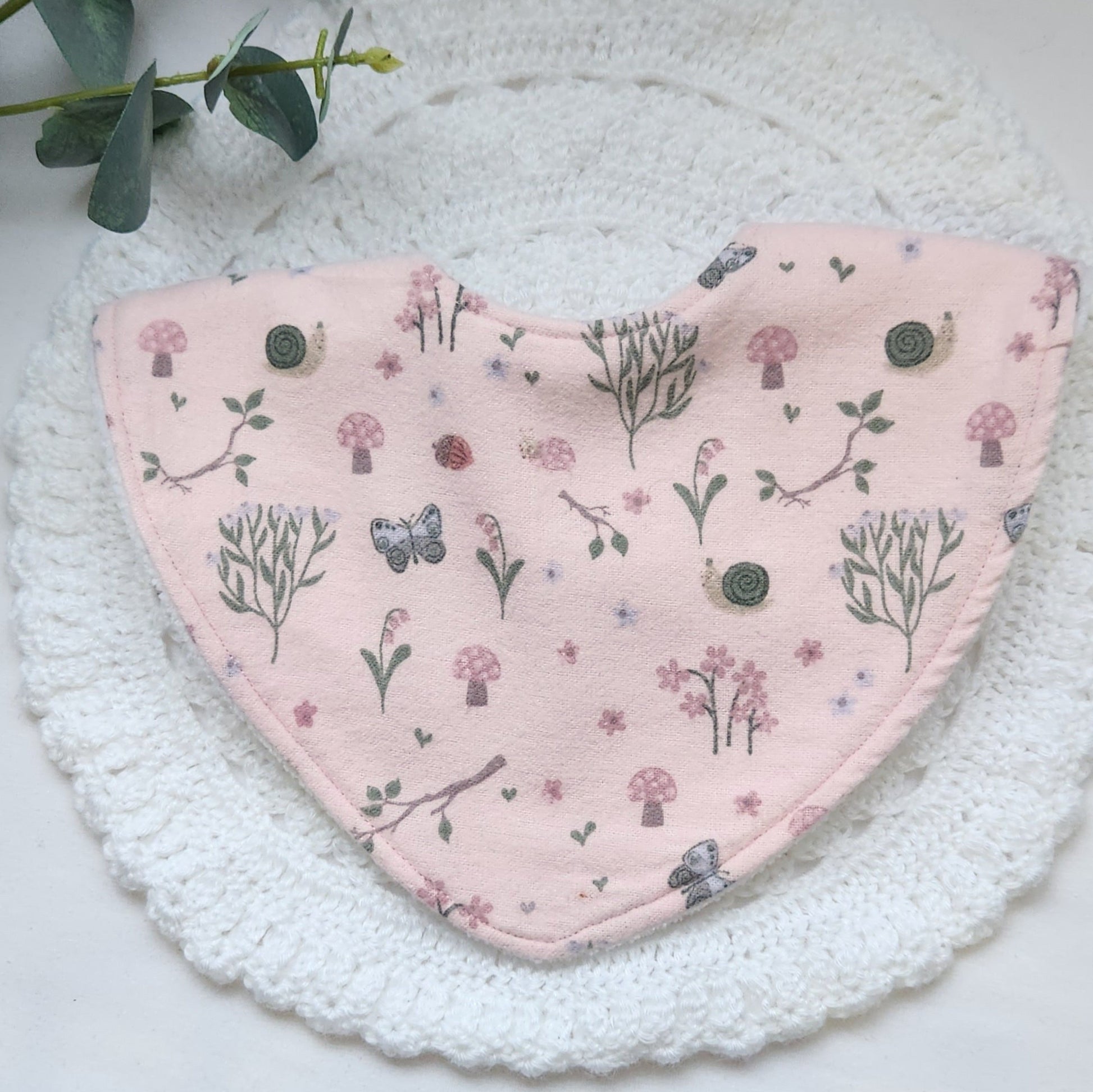 hayley james handmade bandana baby bib pink forest flower