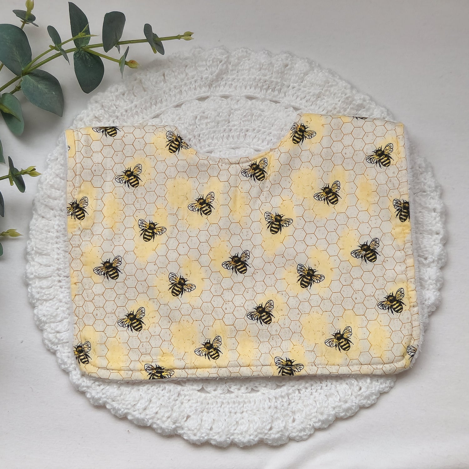 best handmade baby bib yellow bee square hayley james